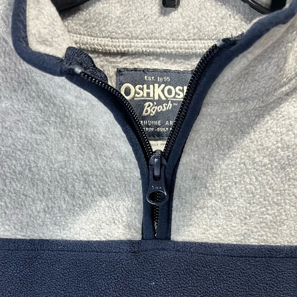 OshKosh B'gosh Boys Size 8 Quarter Zip Fleece Long Sleeve Top Gray & Navy